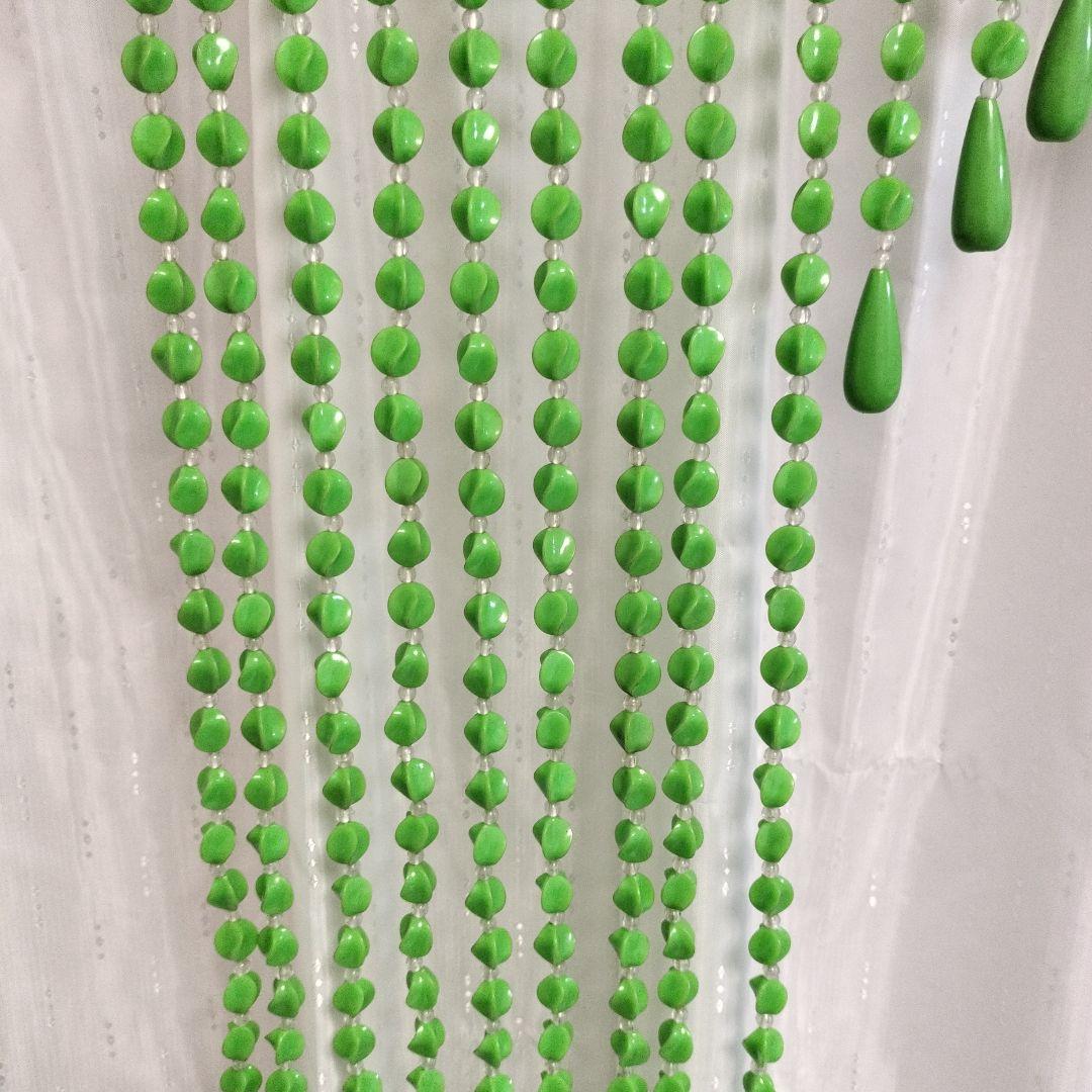 昭和レトロ ナルサ ビーズ珠のれん グリーン 緑