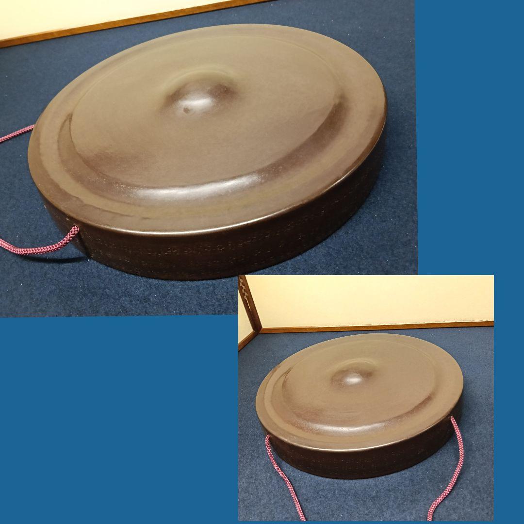 AO40 茶道具 ドラ 銅鑼 バチ付 縁鎚目 30cm 茶道 茶事 鳴物 打楽器