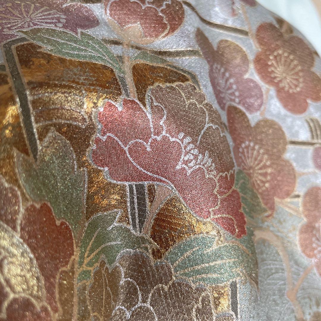 訪問着　フルセット　桜の木　花筏　綸子　入学式　卒業式　春めく　着物　Q5