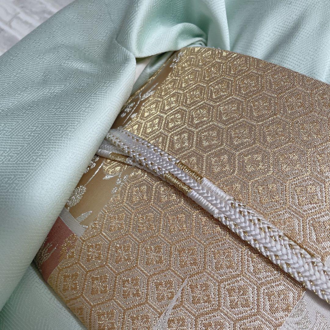 訪問着　フルセット　桜の木　花筏　綸子　入学式　卒業式　春めく　着物　Q5