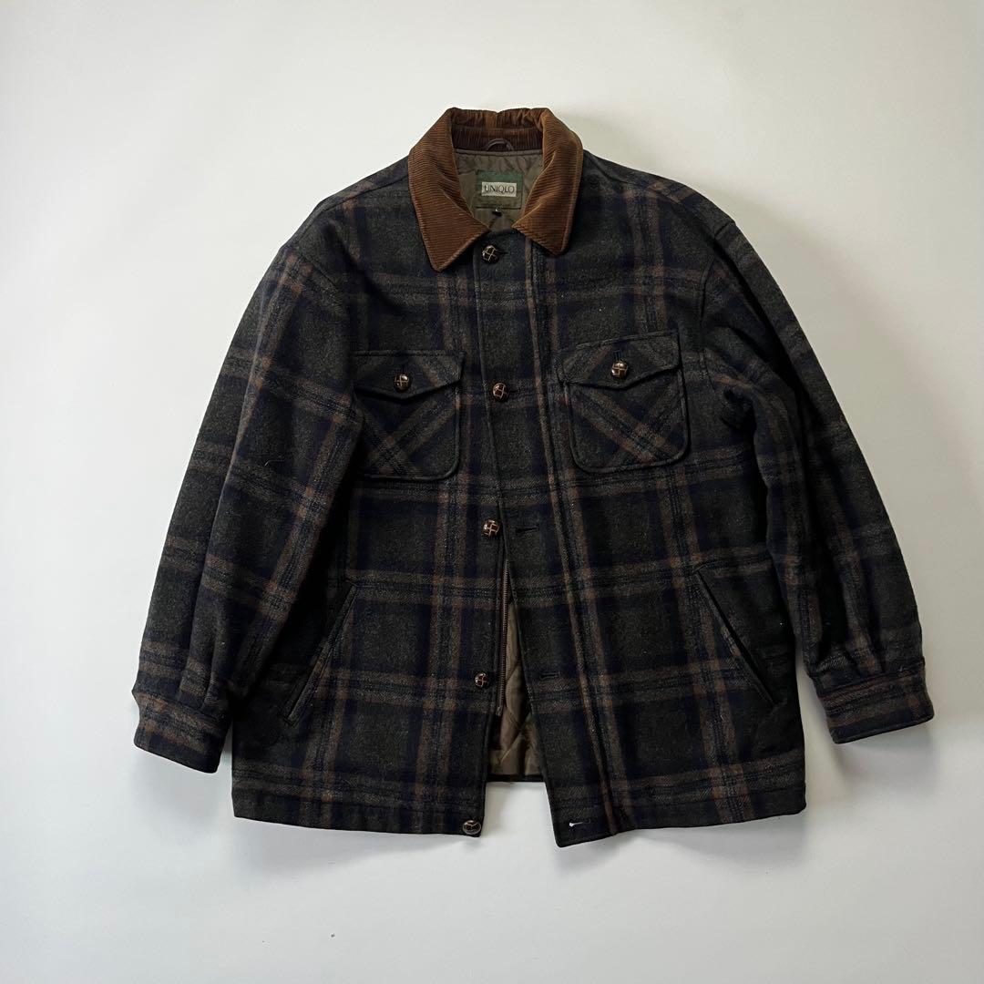 OLD UNIQLO vintage ウール コート ジャケット チェック L