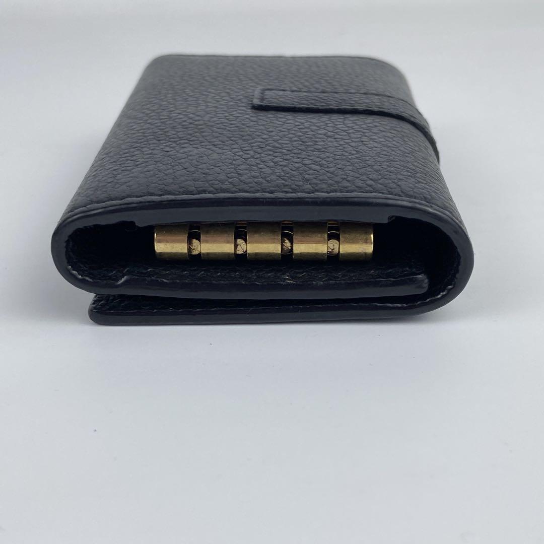 極美品 サンローランパリ キーケース シボ革 ロゴ ゴールド金具