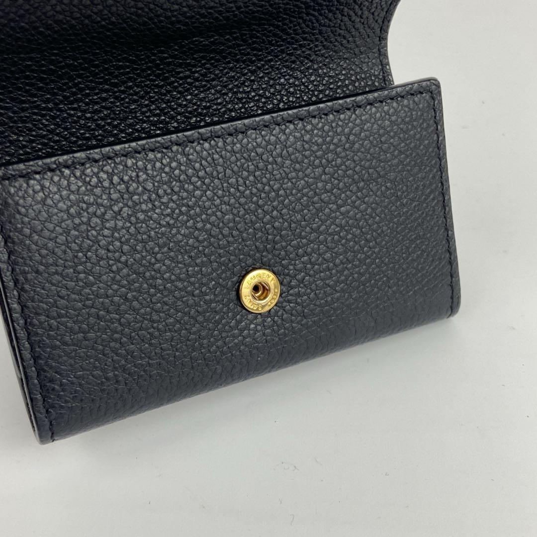 極美品 サンローランパリ キーケース シボ革 ロゴ ゴールド金具