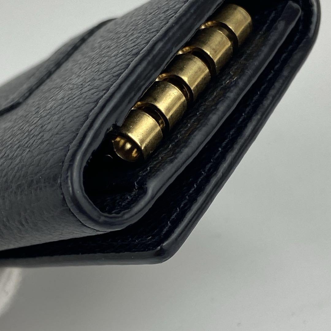 極美品 サンローランパリ キーケース シボ革 ロゴ ゴールド金具