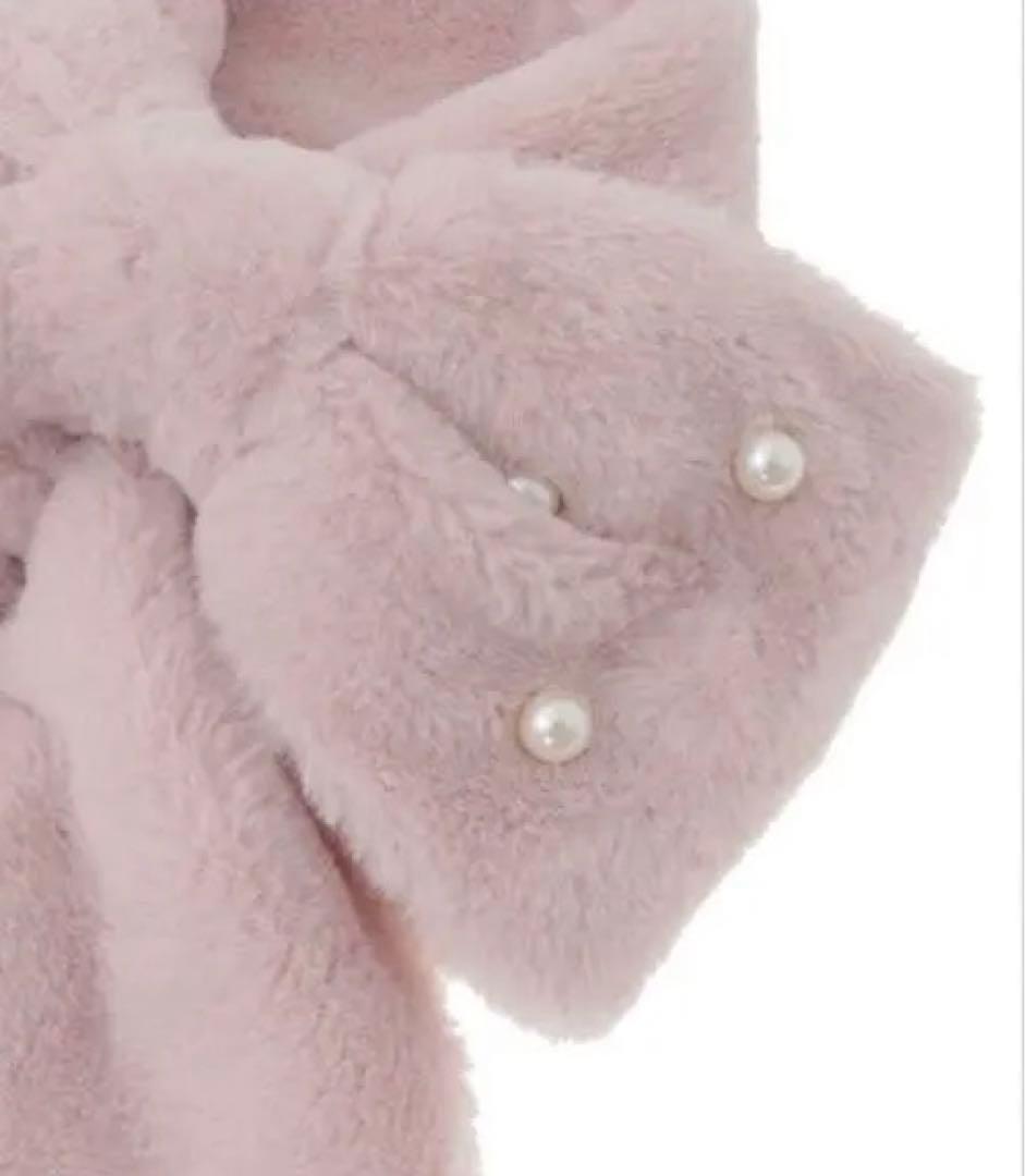 【新品未使用】Maison de FLEUR リボン型ファーティペット ピンク