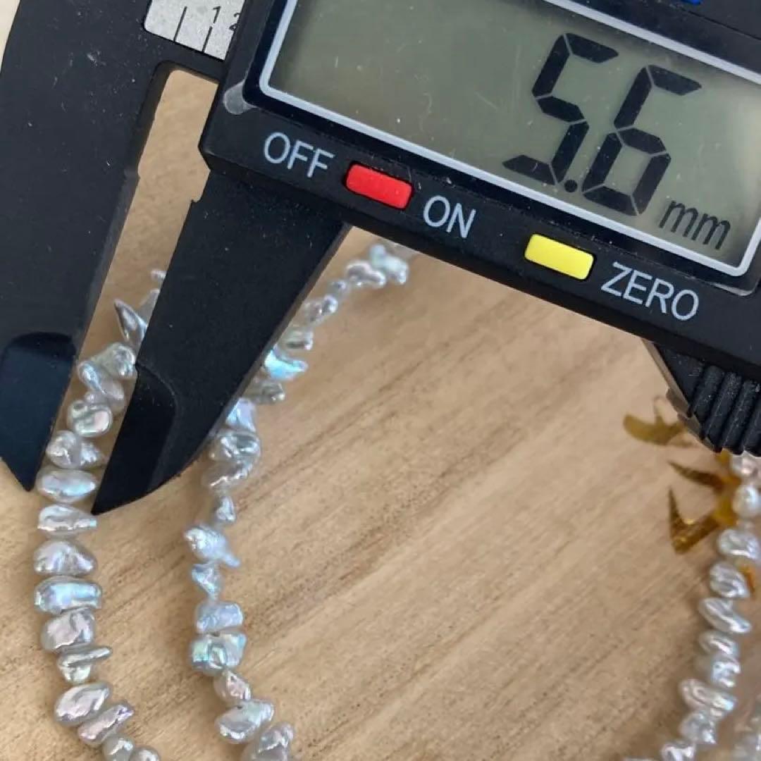 パールネックレス　ケシパール　アコヤ　本真珠　刻印 ナチュラルグレー　天然　SV