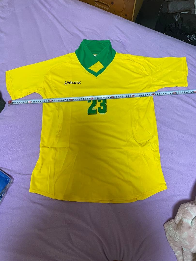 アスレタユニフォームシャツイエローブルー短パンブルーソックスホワイト23Oサイズ