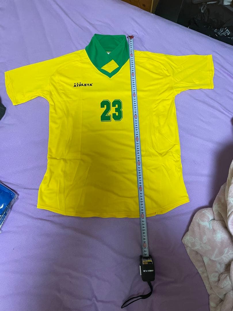 アスレタユニフォームシャツイエローブルー短パンブルーソックスホワイト23Oサイズ