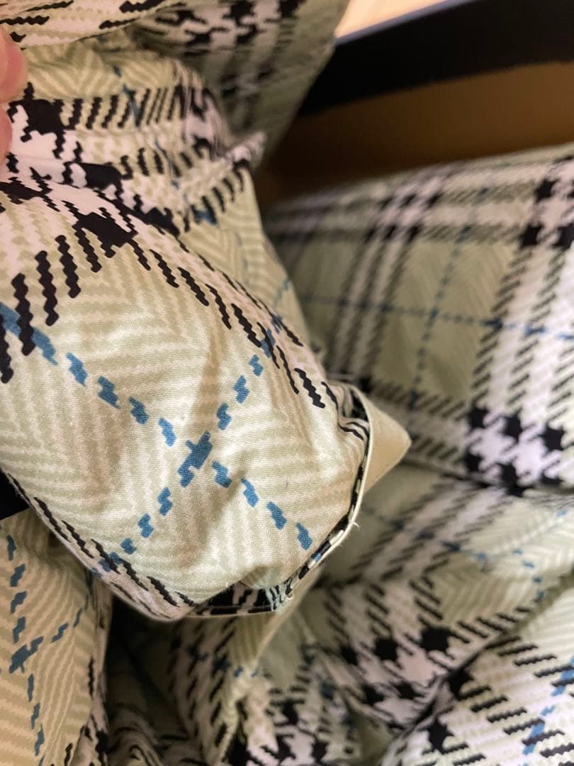 BURBERRYダウンケット 150x200cm 羽毛肌掛け布団グリーンチェック