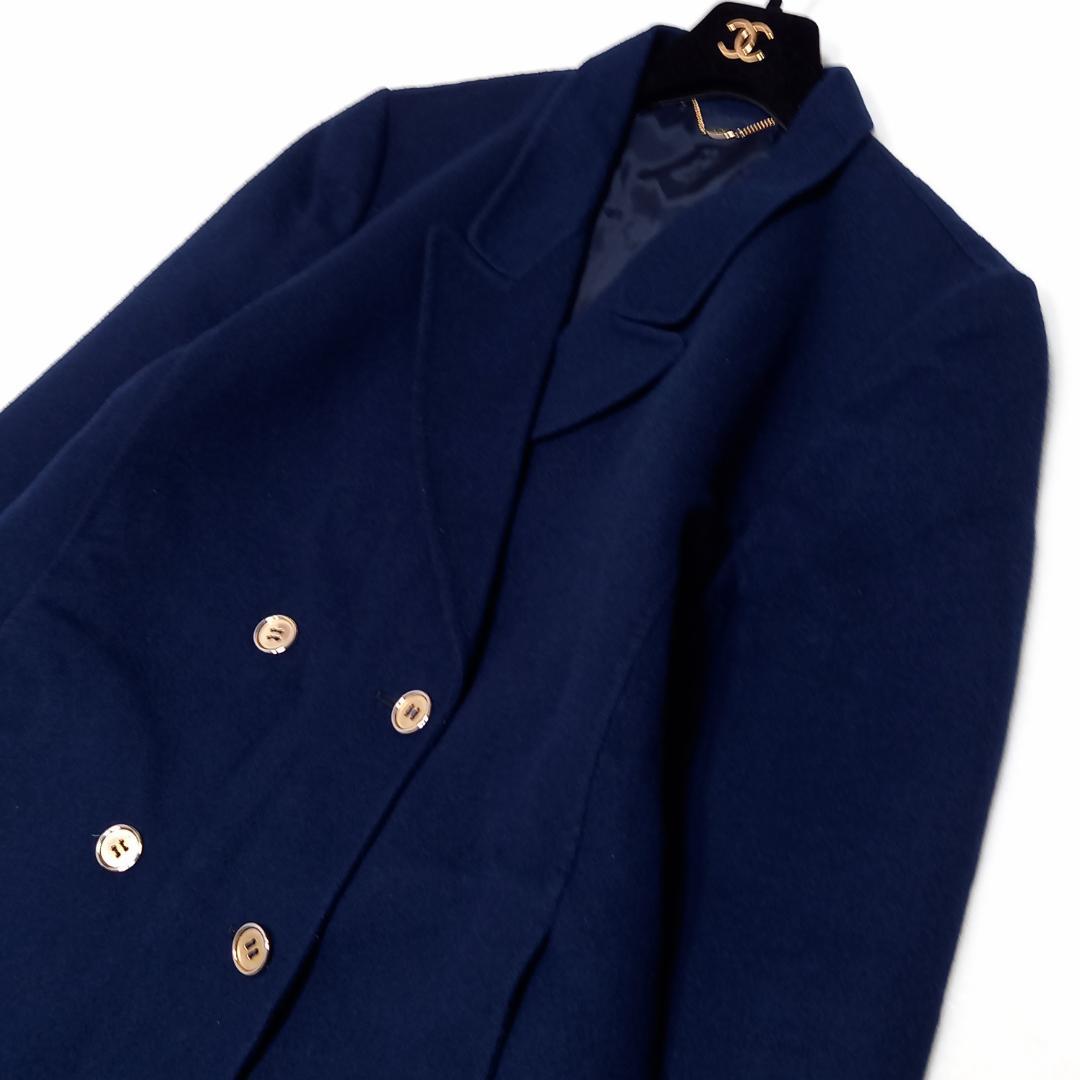 大きいサイズ✨アニオナ ダブルチェスターコート ダブルフェイス ネイビー