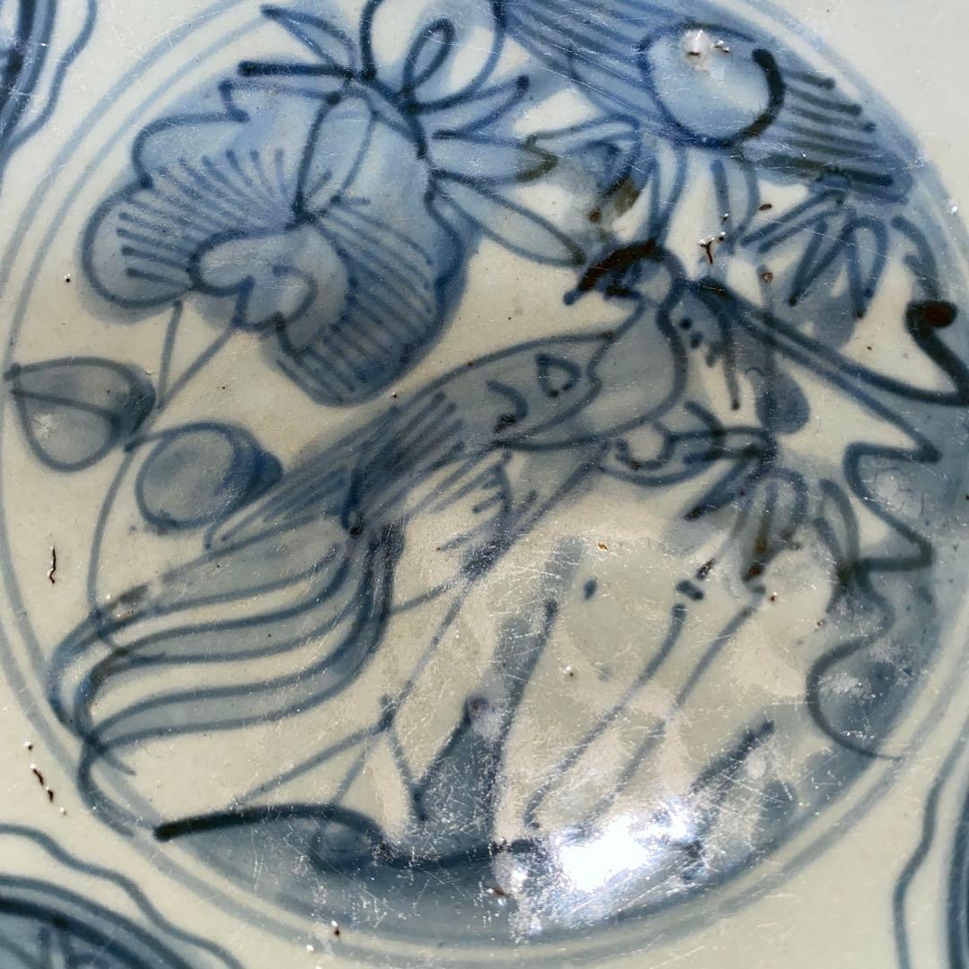 古染付　花鳥紋　明末清初　22cm