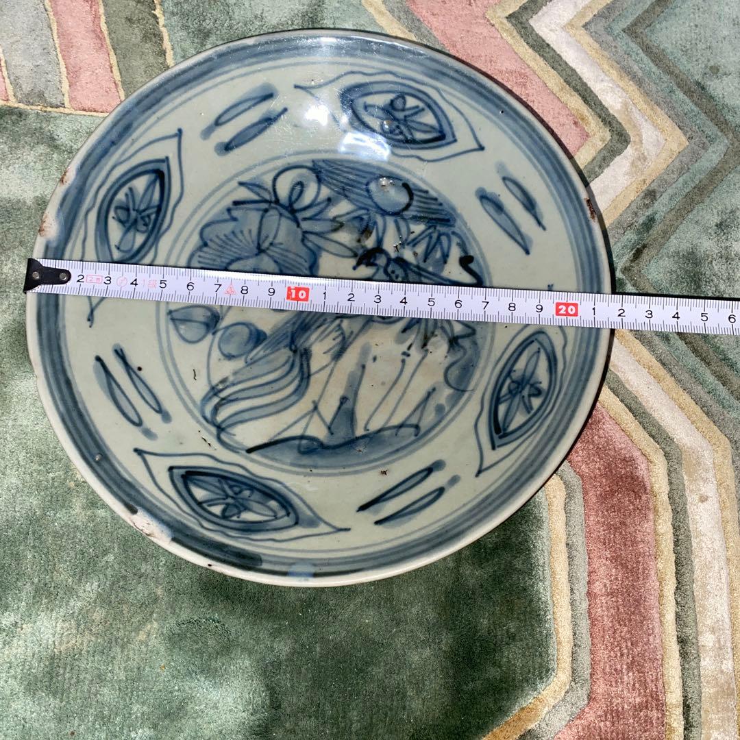 古染付　花鳥紋　明末清初　22cm