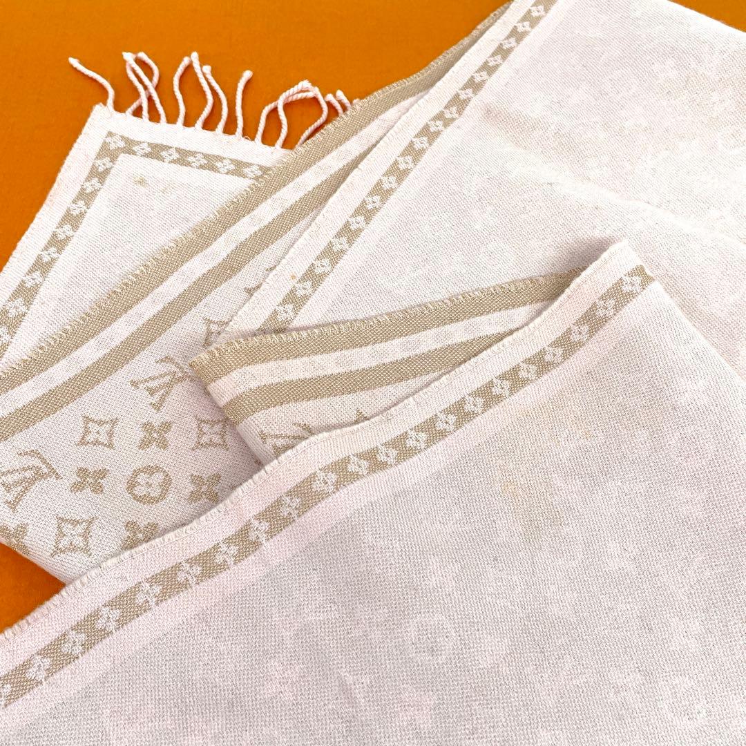 特上美品✨【ルイヴィトン】モノグラム マフラー ピンク ウール カシミヤ 249