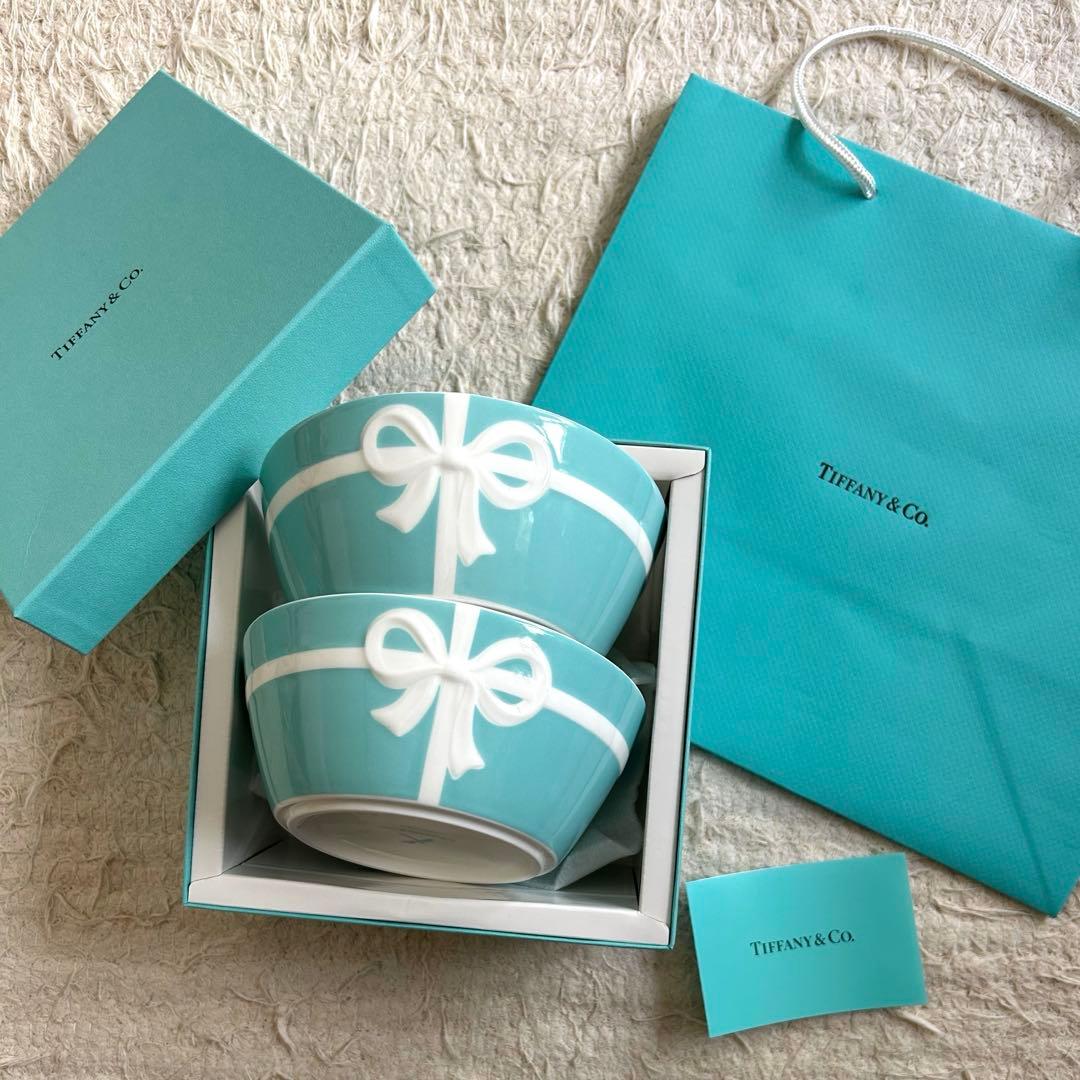 箱・紙袋・リボン付き|ブルーボックス　ボウル 2個セット　tiffany