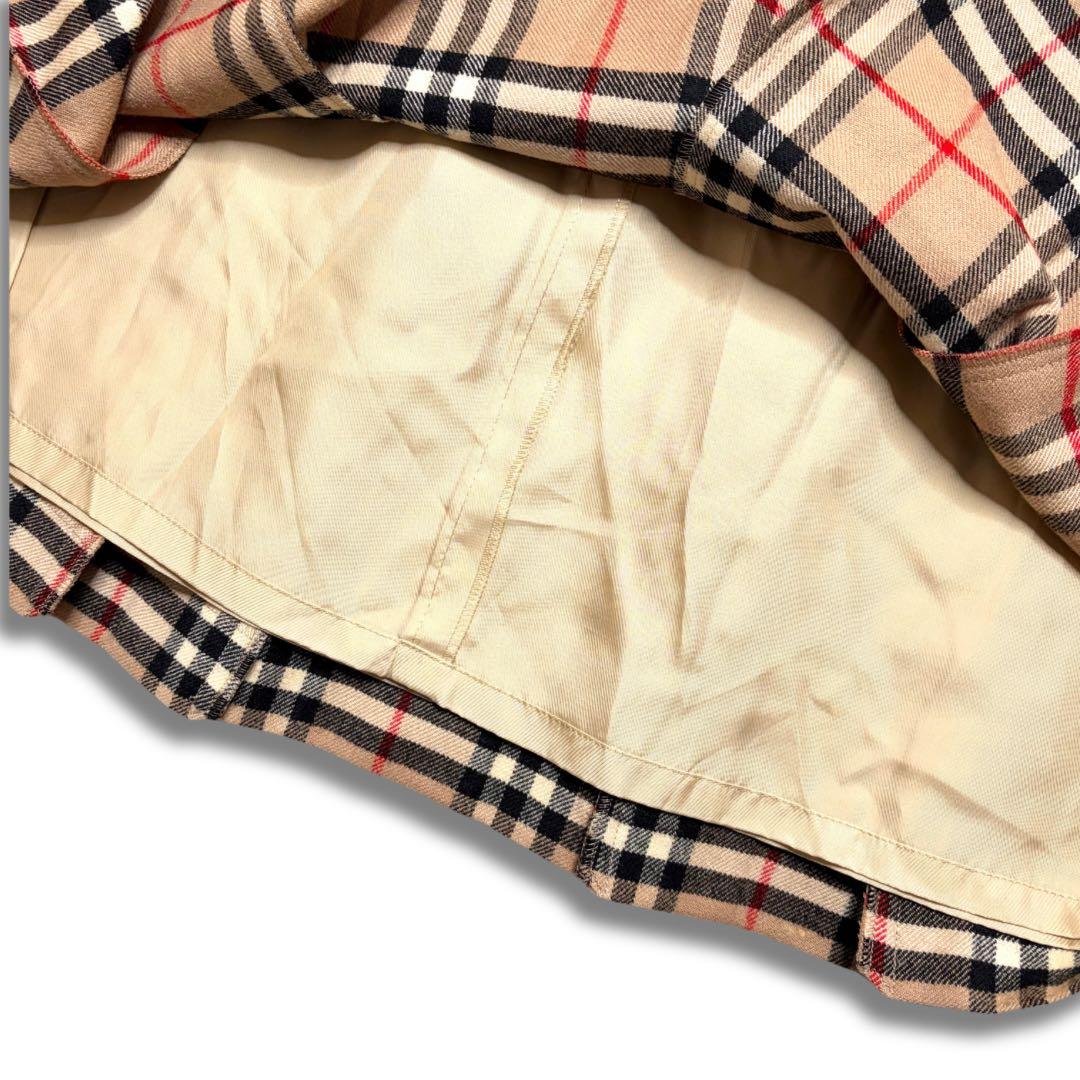 【美品希少✨】バーバリー プリーツスカート ロング丈 ノバチェック ウール