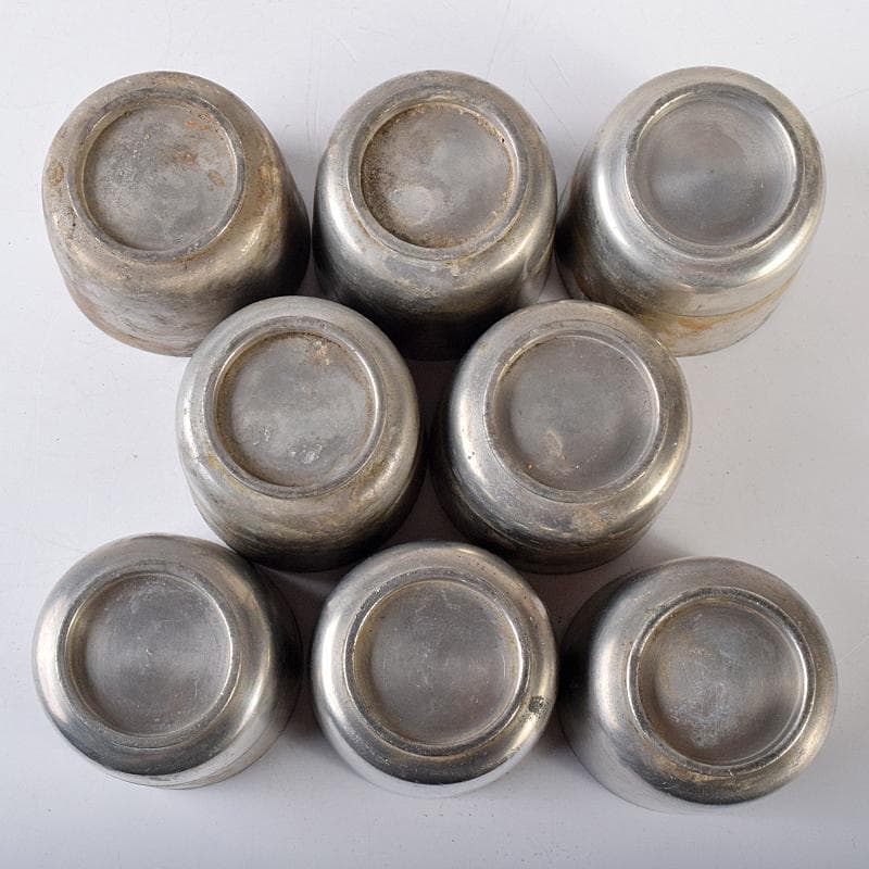 錫　 極上京錫六請合　坂口款　皿十客　義春銘　茶托五客　湯呑八客　YR7921B