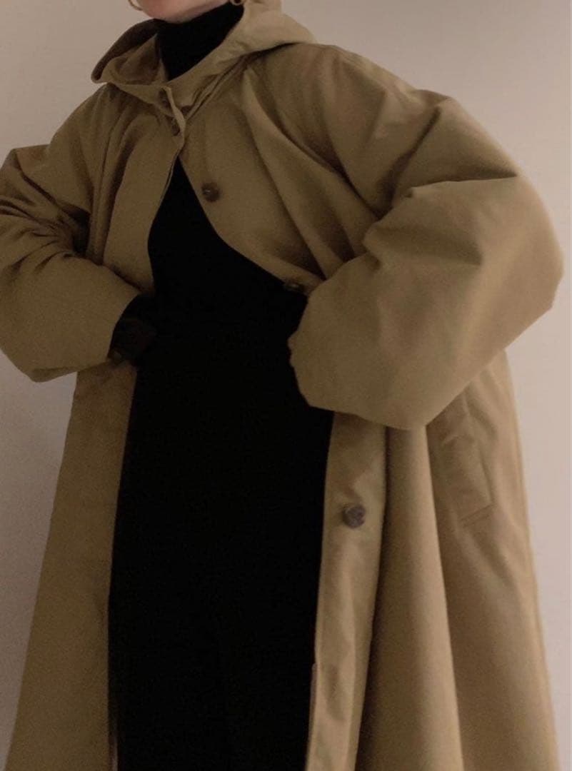 【美品】IIROT Nylon Satin Patted Coat_Camel
