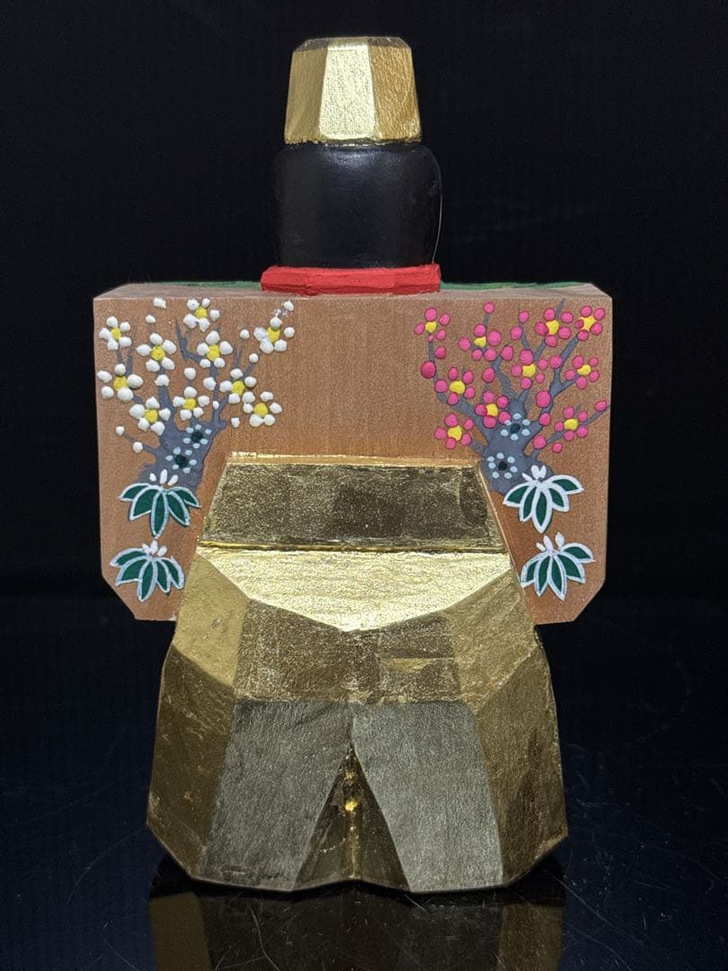 奈良 一刀彫 名人 鎌田麦風 造 立雛 置物 共箱付