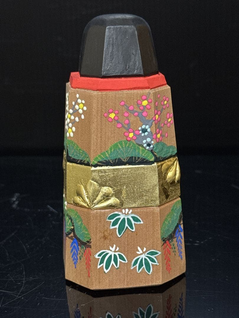 奈良 一刀彫 名人 鎌田麦風 造 立雛 置物 共箱付