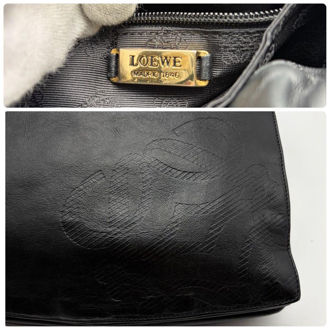 極美品✨ロエベ フラメンコ ショルダーバッグ 巾着型 アナグラム ブラック