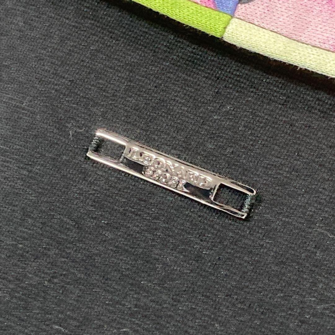 LEONARD レオナール ジャージー ジャケット 花柄 切替 伸縮性 42 黒