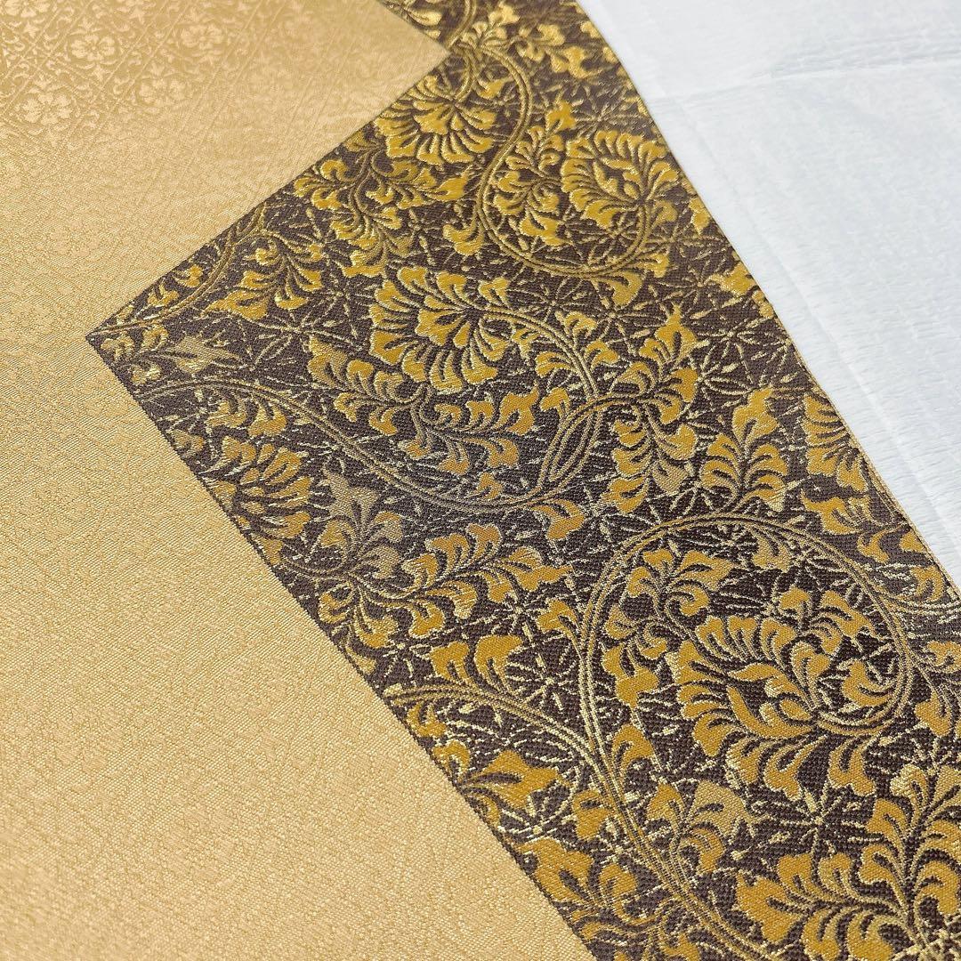 梅垣織物　袋帯　松皮取唐花文　西陣織　正絹　金糸　逸品