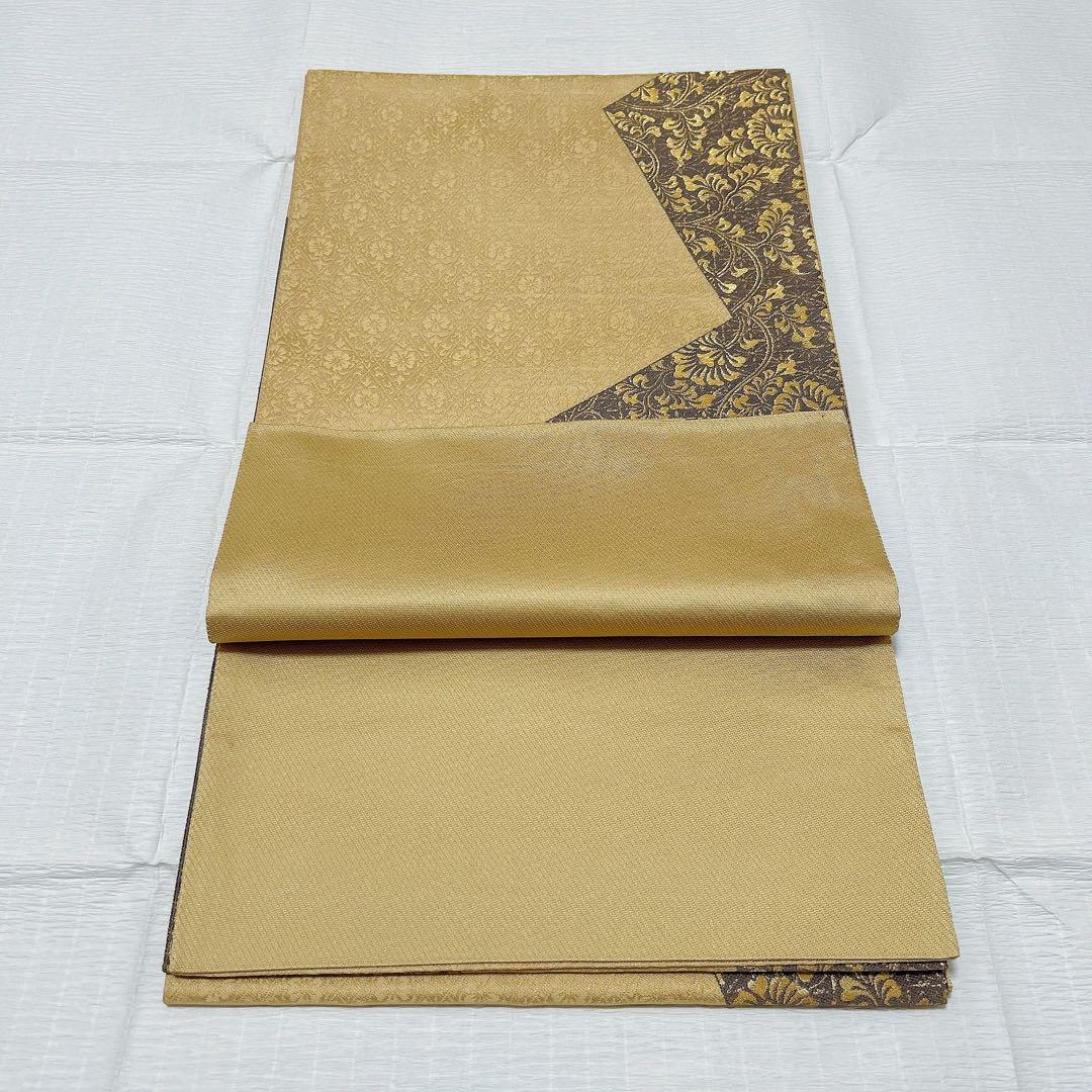 梅垣織物　袋帯　松皮取唐花文　西陣織　正絹　金糸　逸品