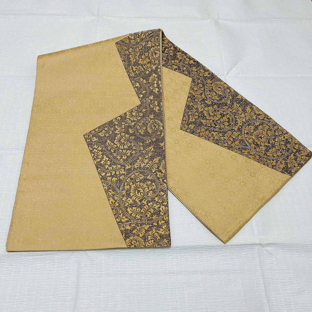 梅垣織物　袋帯　松皮取唐花文　西陣織　正絹　金糸　逸品