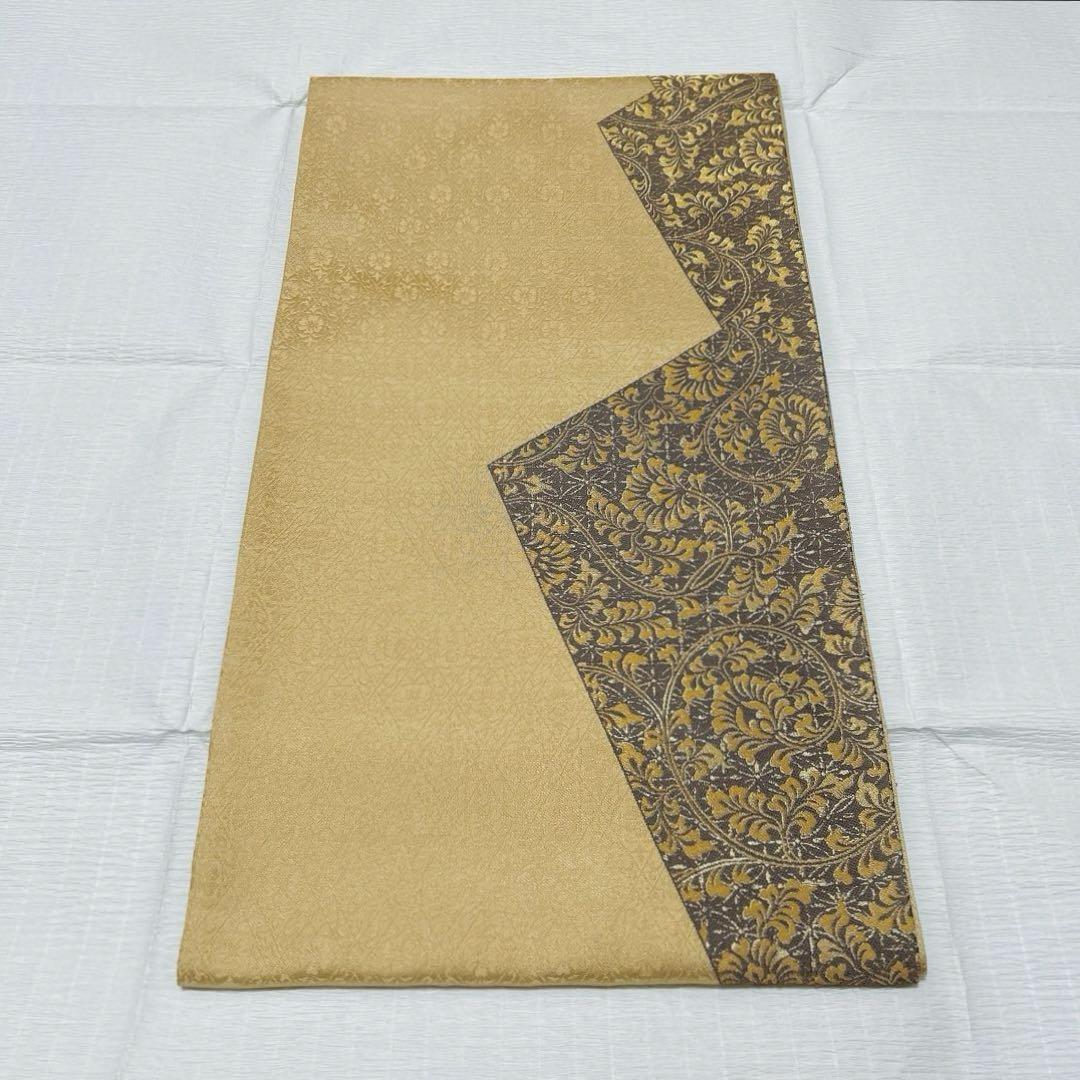 梅垣織物　袋帯　松皮取唐花文　西陣織　正絹　金糸　逸品