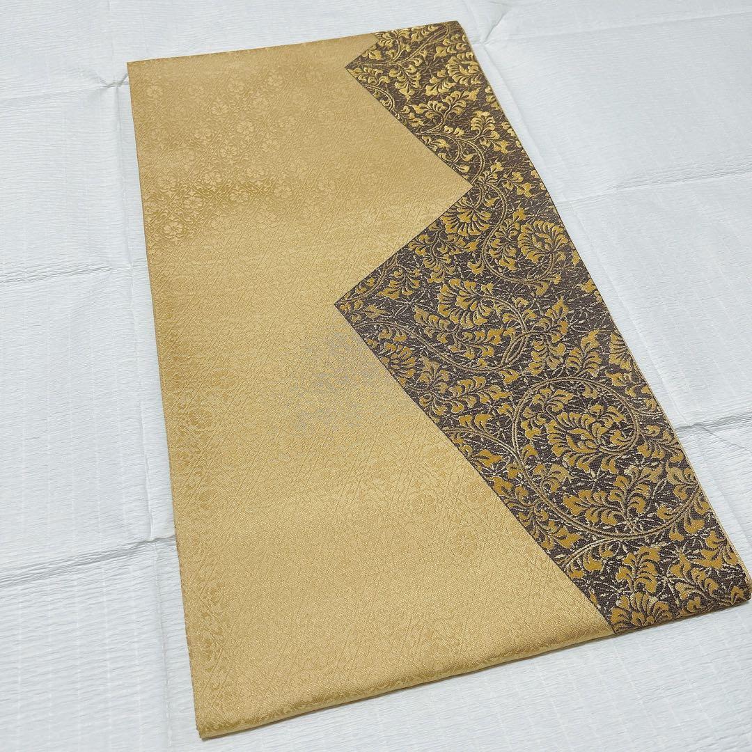 梅垣織物　袋帯　松皮取唐花文　西陣織　正絹　金糸　逸品