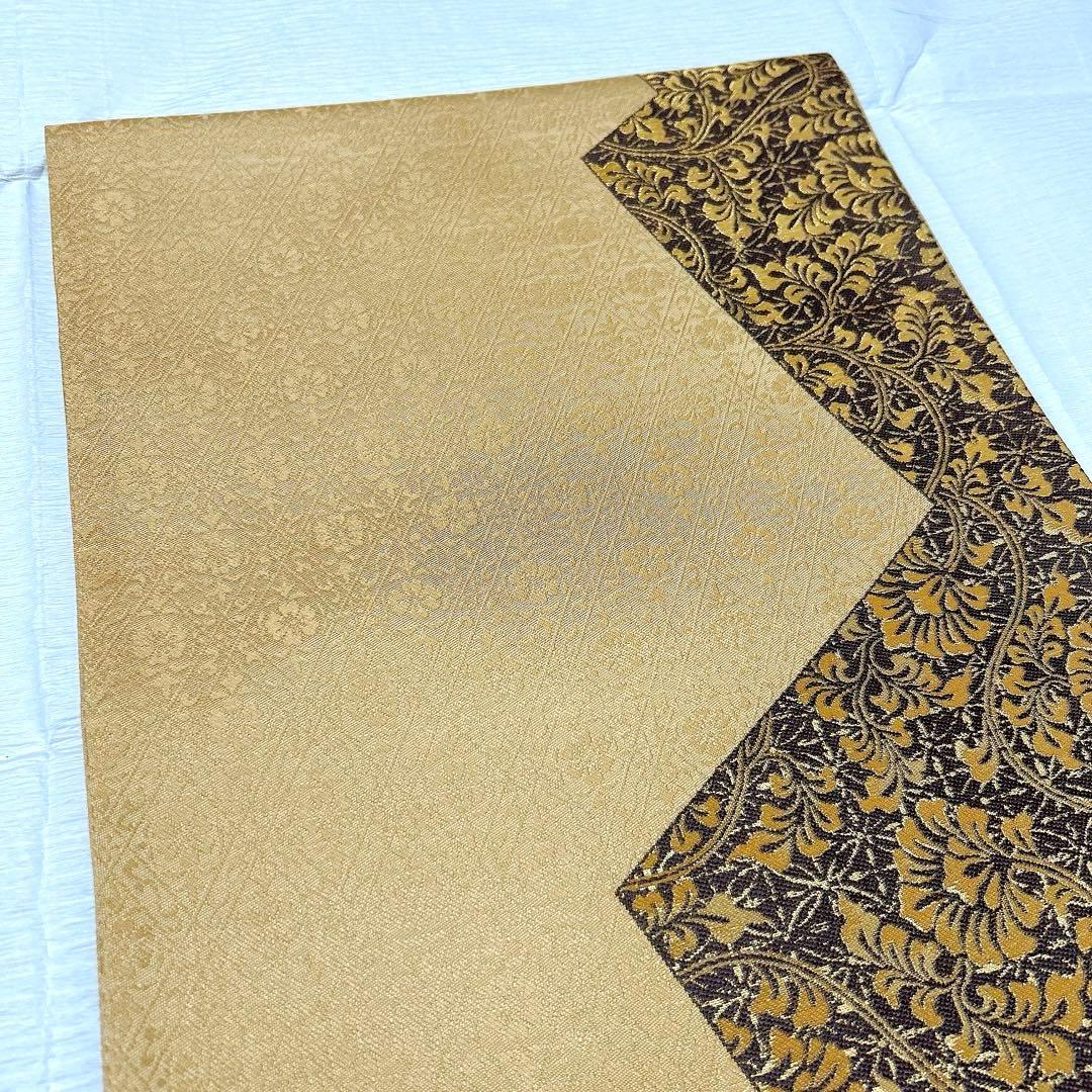 梅垣織物　袋帯　松皮取唐花文　西陣織　正絹　金糸　逸品