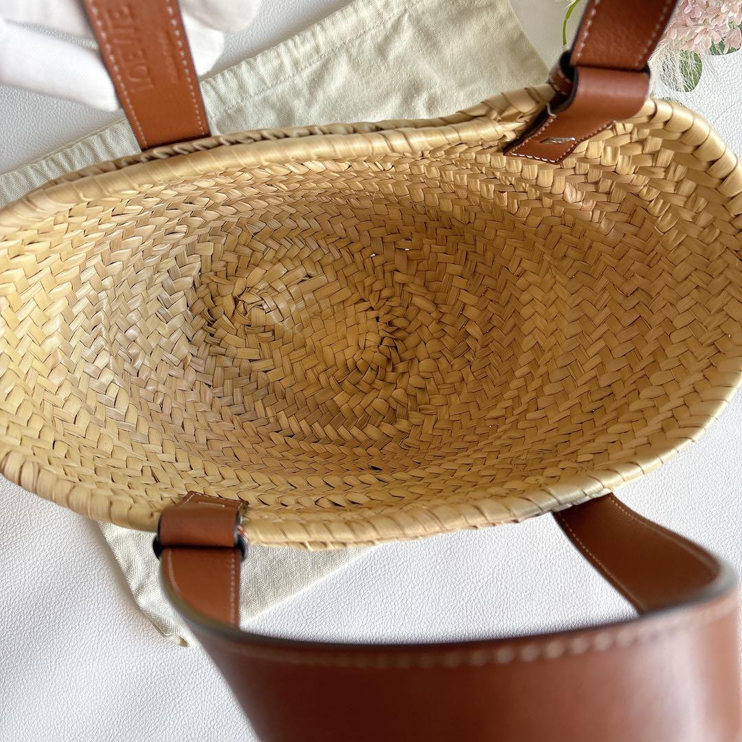 極美品 ロエベ LOEWE バスケットバッグ スモール カゴ アナグラム 茶