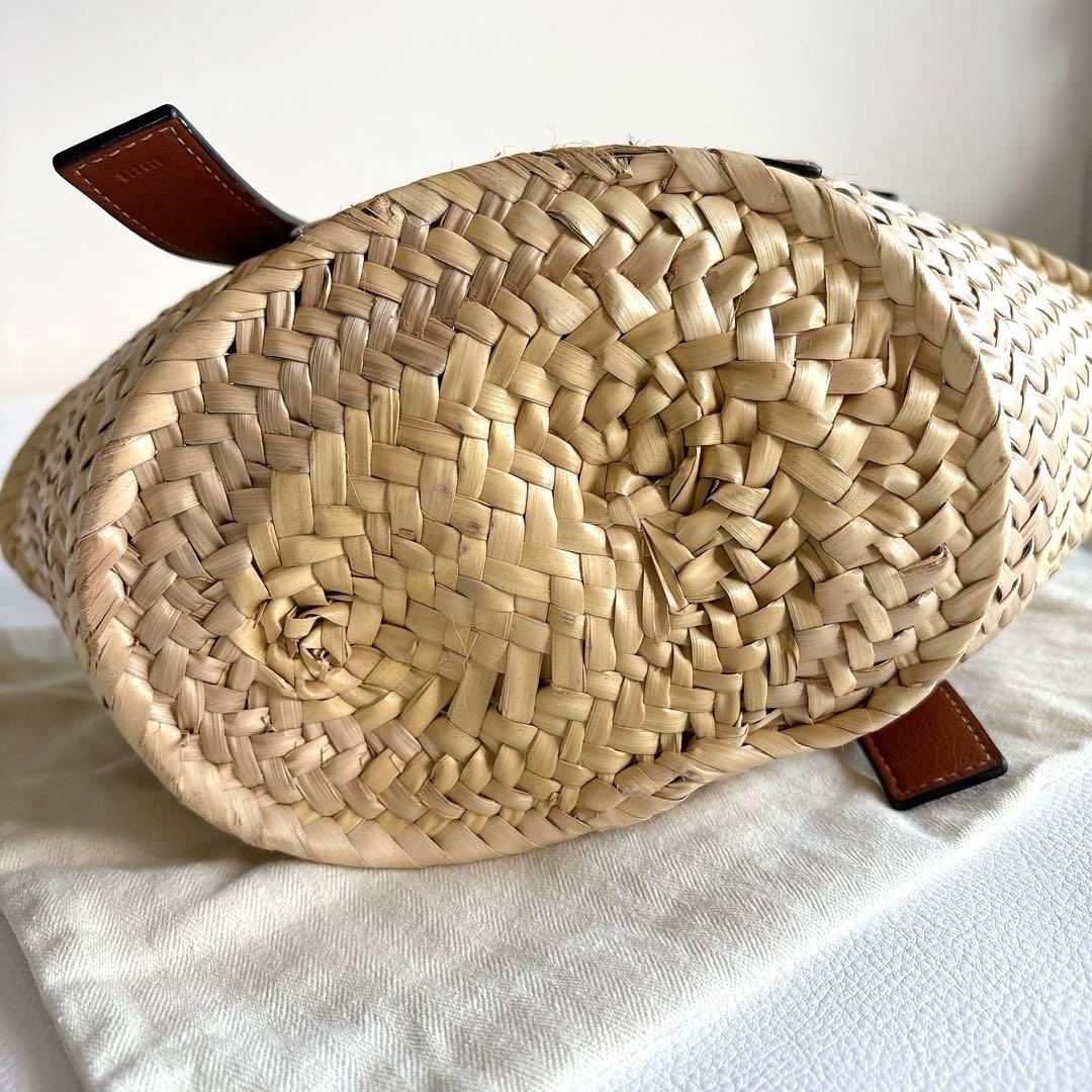 極美品 ロエベ LOEWE バスケットバッグ スモール カゴ アナグラム 茶