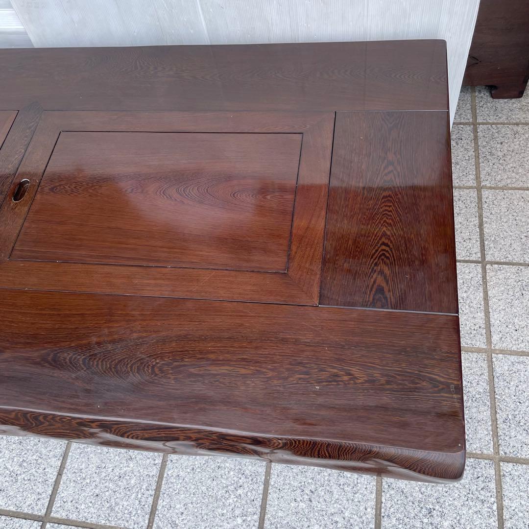 年代物　鉄刀木（タガヤサン）総無垢　関西火鉢　4尺　机　テーブル　和室　和風