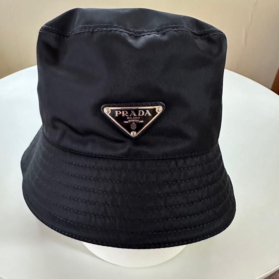 【美品】PRADA プラダ バケットハット Lサイズ ユニセックス ブラック
