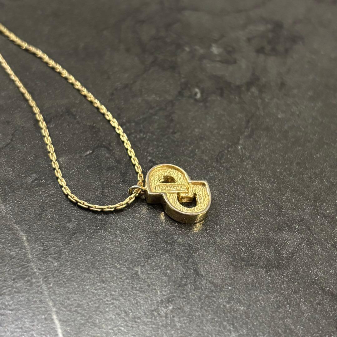 クリスチャンディオール　ゴールド　ネックレス　ラインストーン　CDロゴ