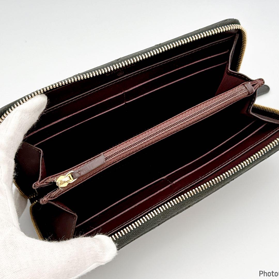 TS　シャネル✨マトラッセ✨キャビアスキン✨ラウンドファスナー長財布　48