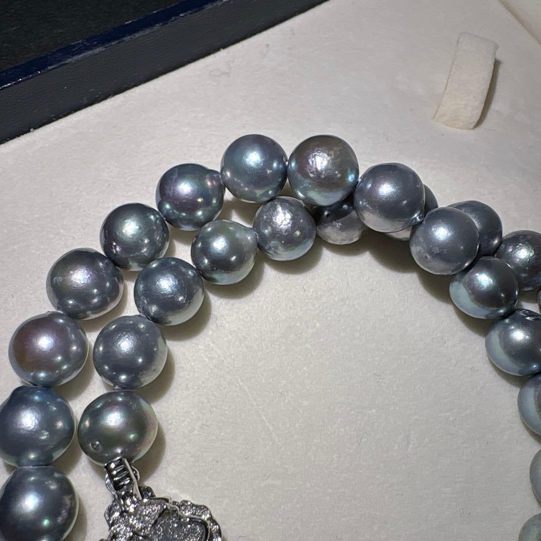 大珠あこや✨パール 本真珠 ブルー 約41.5cm 約8.8-9.5㎜