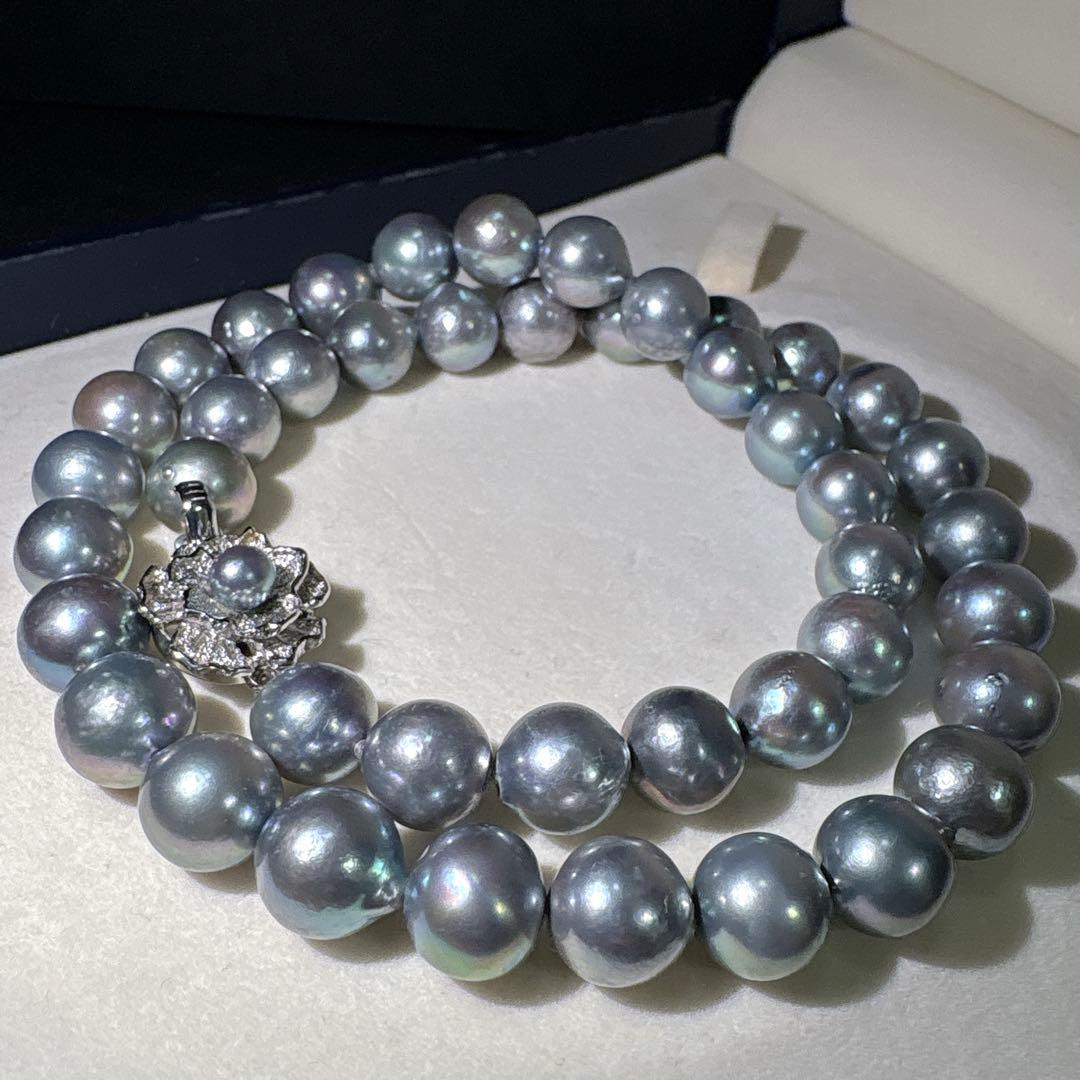 大珠あこや✨パール 本真珠 ブルー 約41.5cm 約8.8-9.5㎜