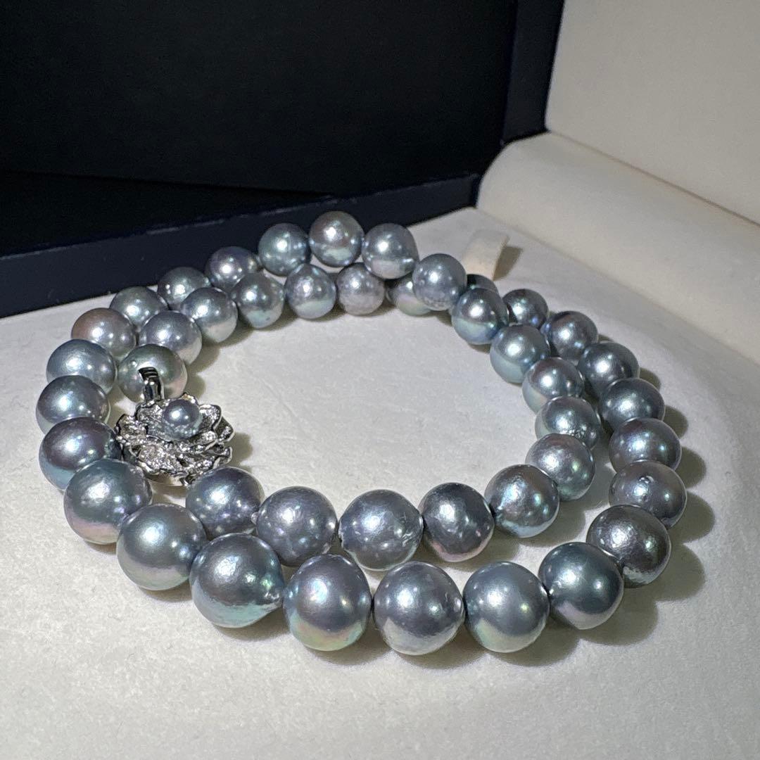 大珠あこや✨パール 本真珠 ブルー 約41.5cm 約8.8-9.5㎜