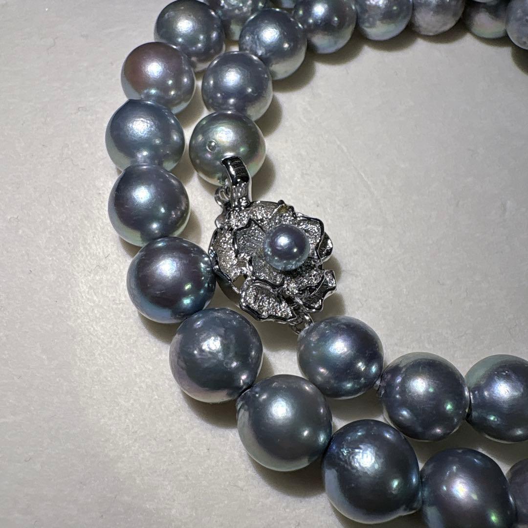 大珠あこや✨パール 本真珠 ブルー 約41.5cm 約8.8-9.5㎜