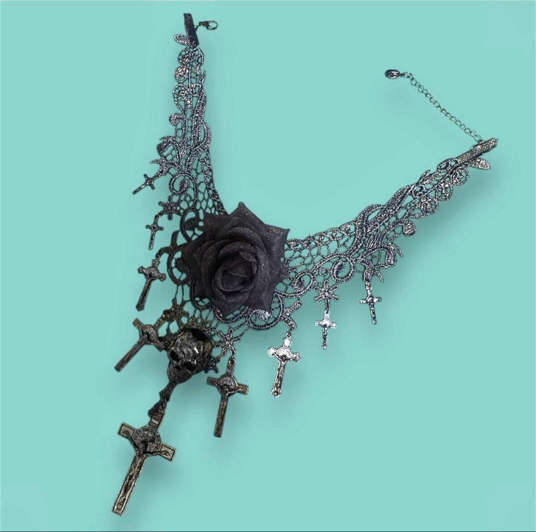 最終値下げ★ジャンポールゴルチエ★ローズクロスレースチョーカーネックレス