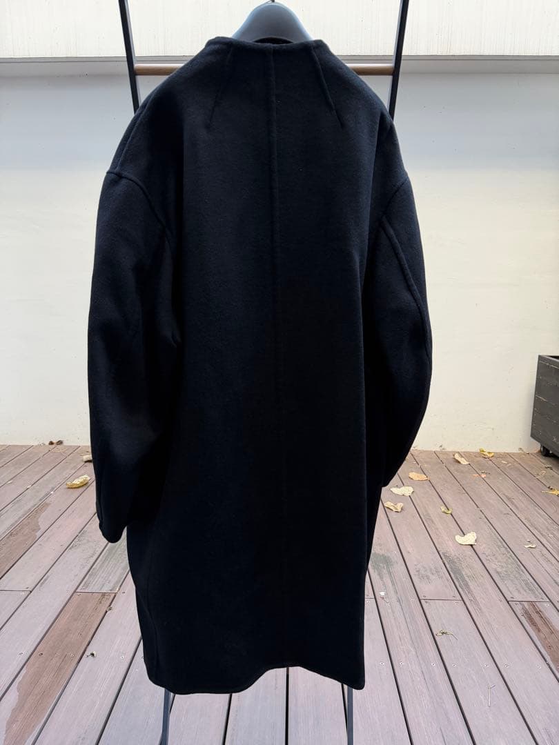 T*ー様 UNIQLO +J カシミヤブレンドノーカラーコート BLACK XX