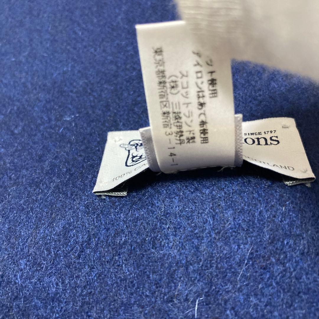 極美品 ジョンストンズ カシミヤ100％ 大判ストール ダークブルー 国内正規品