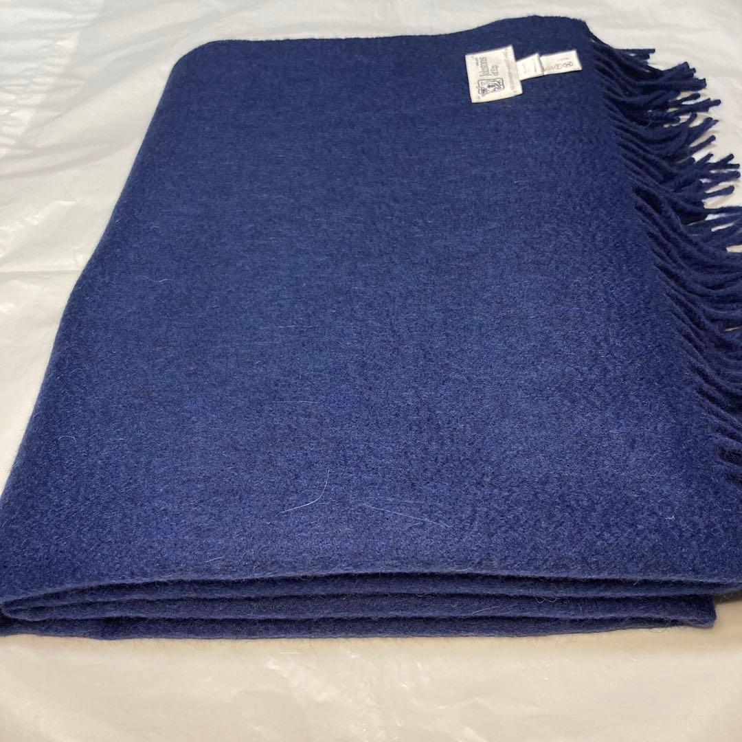 極美品 ジョンストンズ カシミヤ100％ 大判ストール ダークブルー 国内正規品