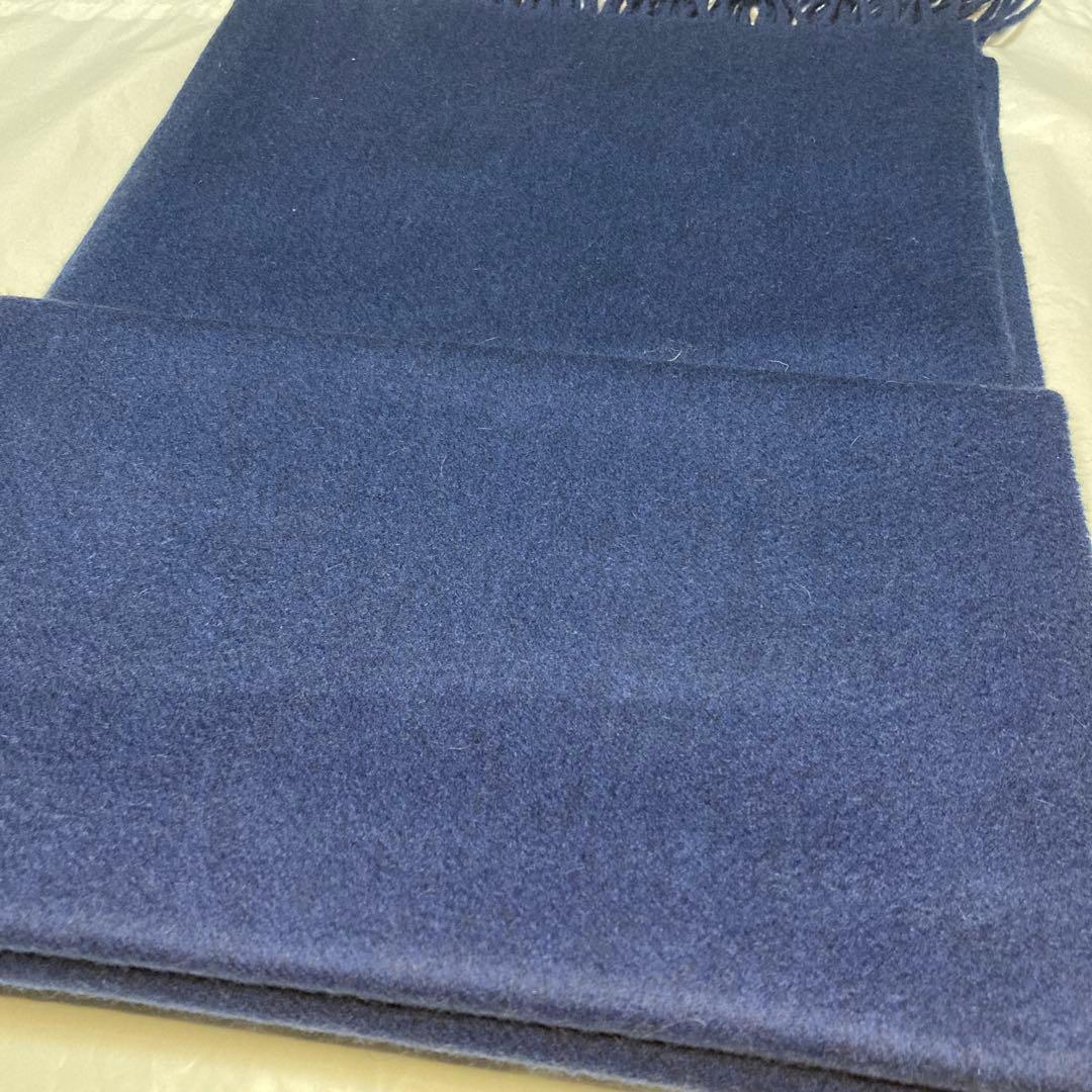 極美品 ジョンストンズ カシミヤ100％ 大判ストール ダークブルー 国内正規品