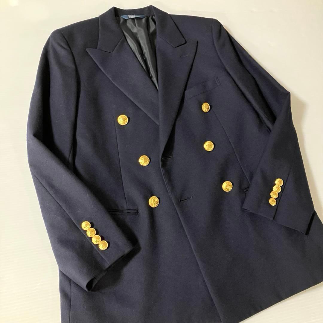Ralph Lauren 紺ブレ　ダブルテーラードジャケット　金ボタン160