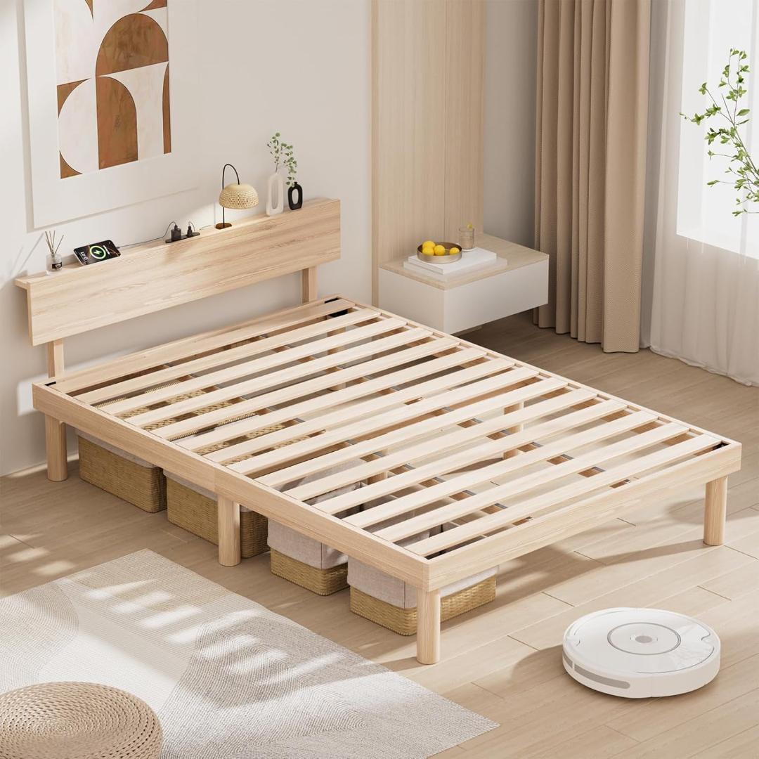 専用⭐︎シングルベッドフレーム 宮棚 2口コンセント 天然木 すのこ