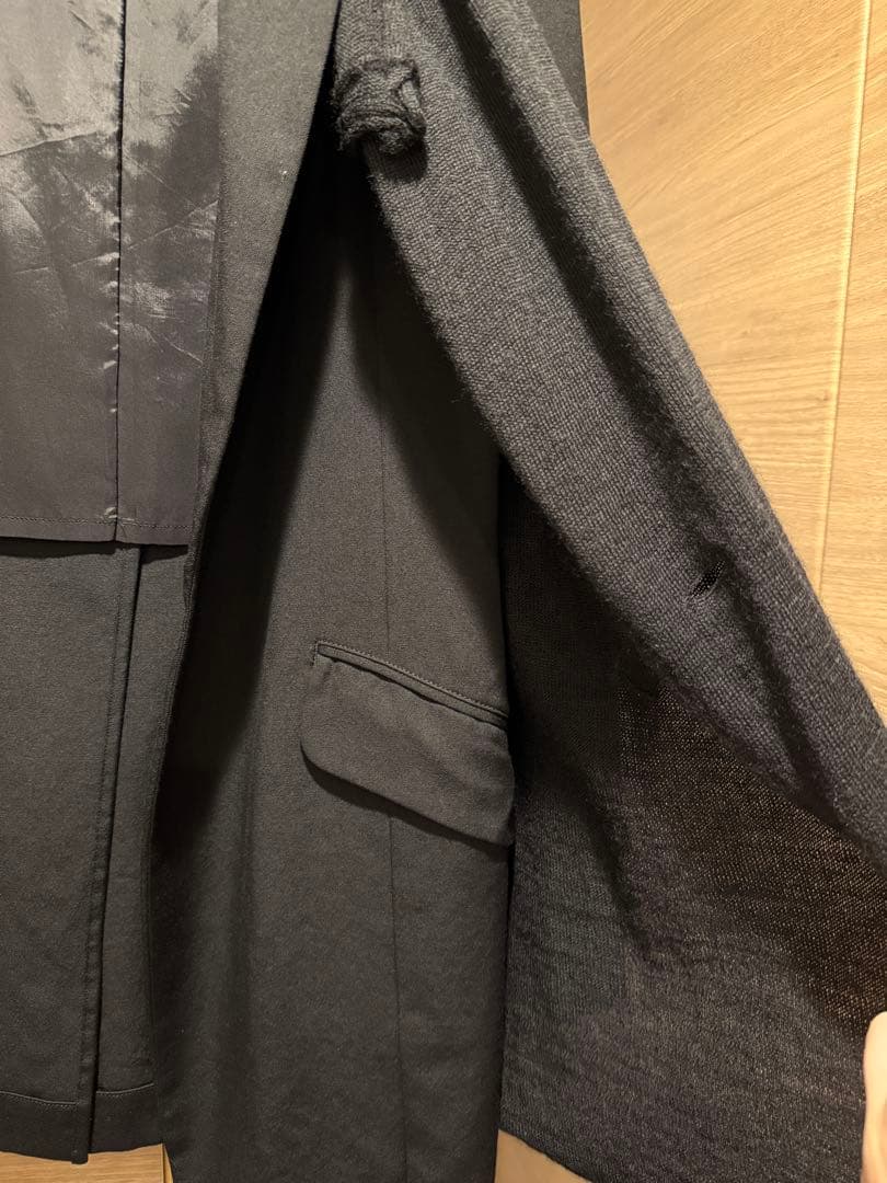 ヨウジヤマモト ワイズ ジャケット ニット 切替 アシンメトリー 再構築