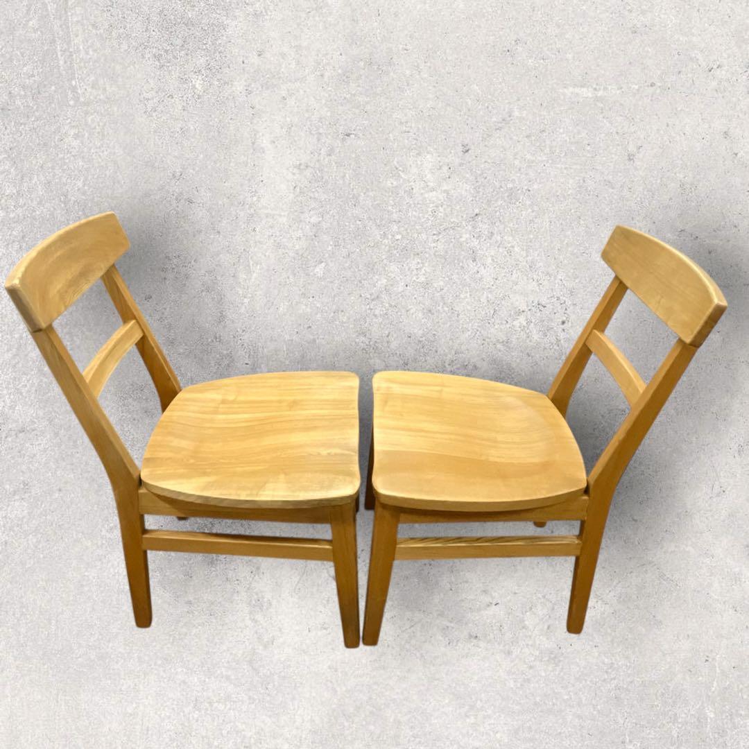 ダイニングチェア　2脚セット　オーク　木製　カリモク　無印　ナチュラル